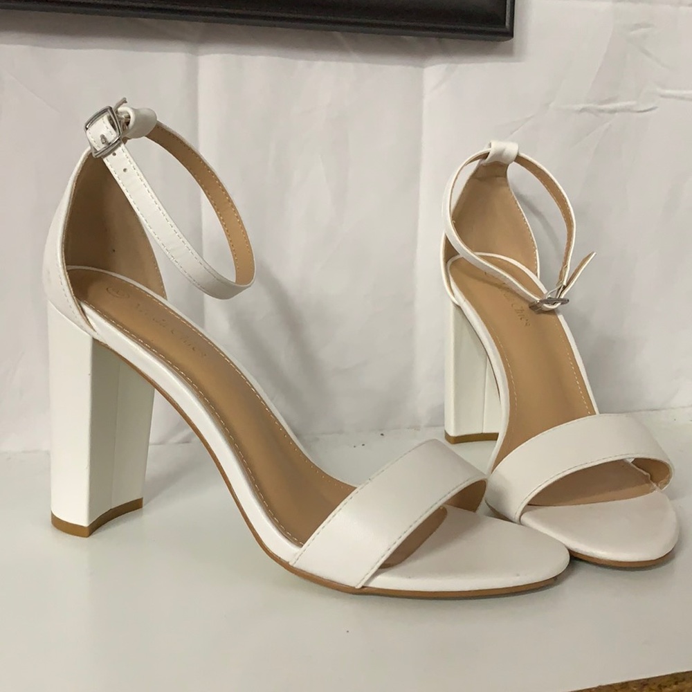 White strappy heels